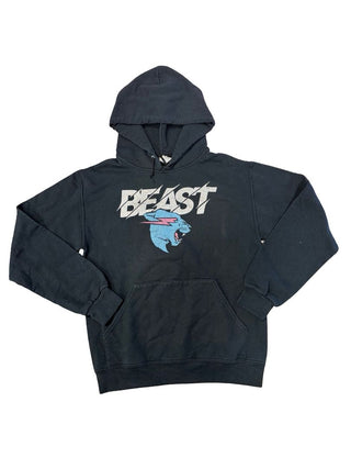 Jerzees Black Hooded Sweatshirt with "Beast" Graphic, S
