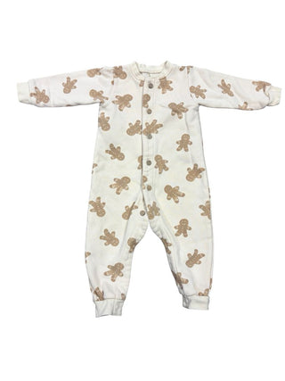 Rylee + Cru Cream and Brown Gingerbread Pattern Playsuit, 6-12 months