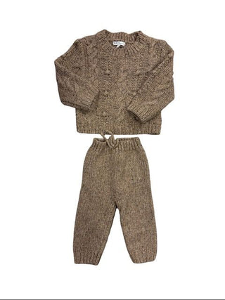 Bebe Organic Brown Cable Knit Sweater Set, 12 months