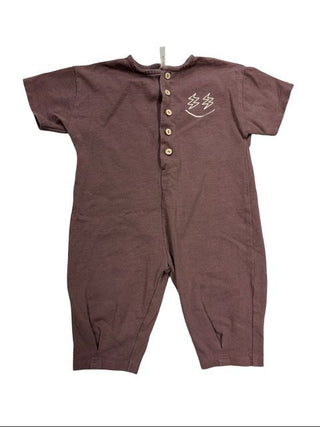 Rylee + Cru Brown Playsuit with Smiley Graphic, 6-12 months