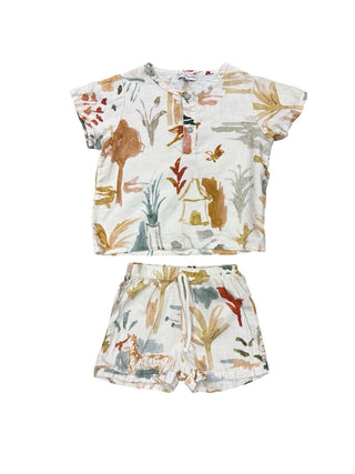 Bebe Organic  Tropical Print Shorts and Button Down Set, 12 months