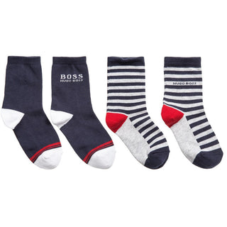 Hugo Boss New w/tags Two pack grey/navy/red pattern socks, 35/36