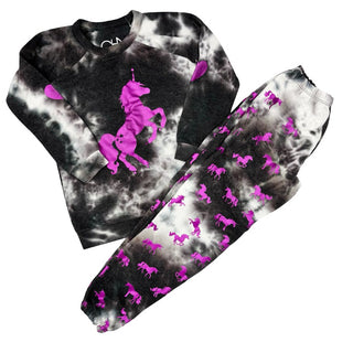 Chaser tie dye unicorn sweatshirt/pant set, 7 years