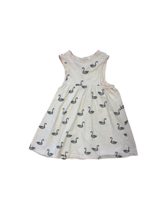 Rylee + Cru Light pink w/black swans dress, 4-5 years