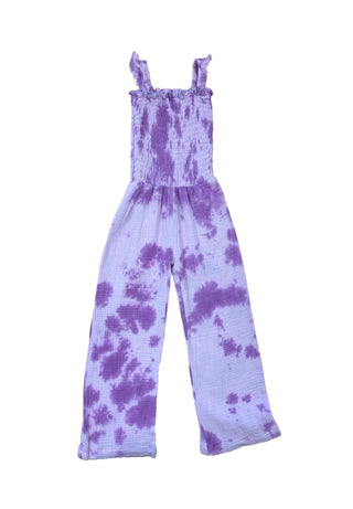 Flowers By Zoe Purple tie dye pant romper, 4 years