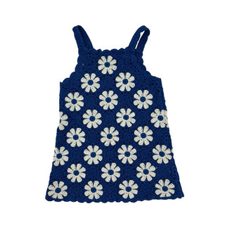 Zara blue w/white flowers crochet dress, 3 years