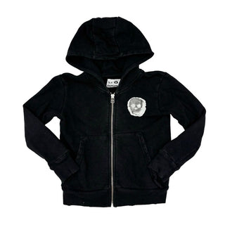 Nununu black zip w/skull sweatshirt, 3-4 years