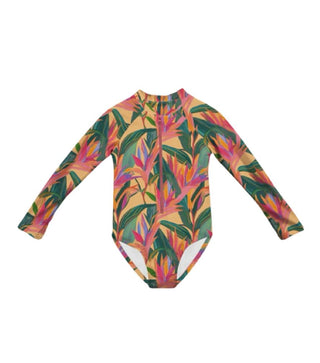 Headster Jungle Mist LongSleeve One Piece Swimsuit Mango Brand New with Tags, 6 years