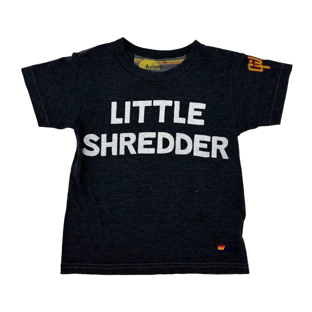 Aviator Nation black Little Shredder tshirt, 6 years
