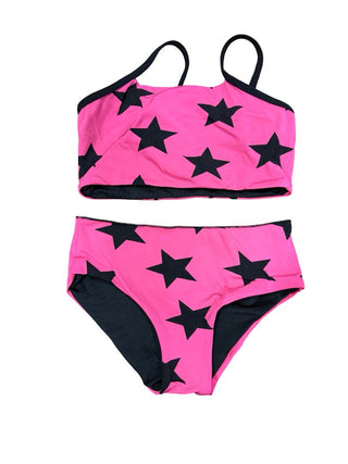 Nununu Pink and Black Star Bikini Set, 4-5 years