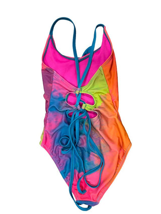 Limeapple Tie Dye Print Swimsuit with Back Details, 7 years