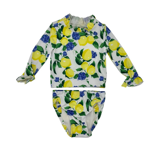 Janie and Jack Two piece lemon swim suit, 12-18 months