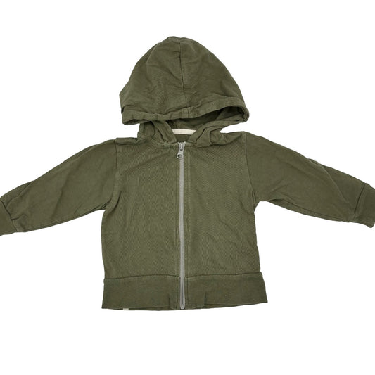 Mini Mioche  Olive green zipped hoodie, 1/2 Years