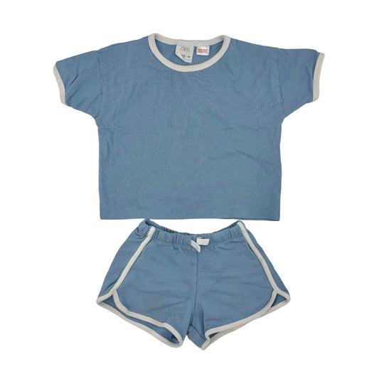 Zara Blue tshirt/short set, 12-18 months
