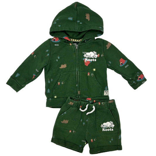 Roots Camping sweatshirt/short set, 18-24 months