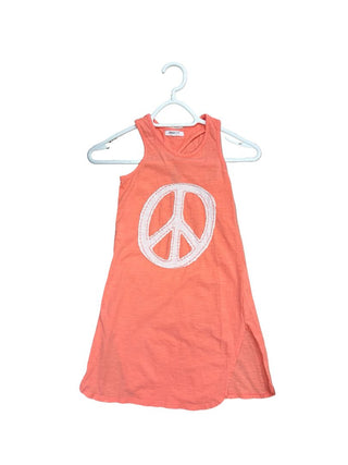 Joah Love Coral Pink Dress with Peace Sign Applique, 6 years