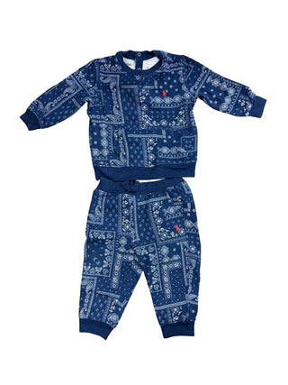 Ralph Lauren Blue Paisley Sweat Set, 12 months