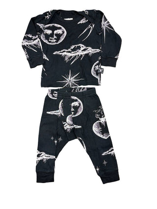Nununu Black Graphic Set with Moons, Stars, Hearts, 6-12 months