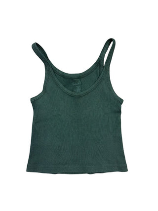 John Galt Deep Green Cropped Ribbed Tank, O/S