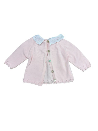 Pepa London Pink Knit Sweater with Eyelet Collar, 1 month