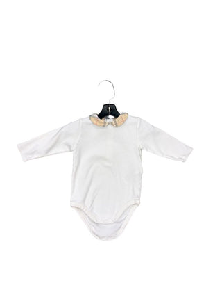 Burberry White Bodysuit with Plaid Collar, 3 months