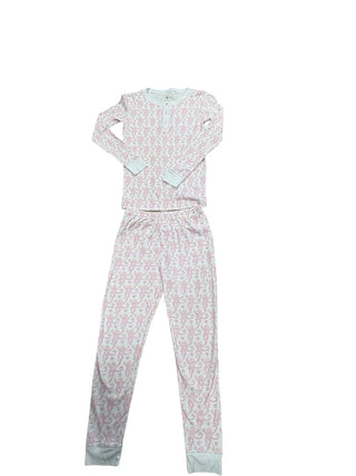 Roller Rabbit Pink pajama set with monkeys and hearts, 10 years