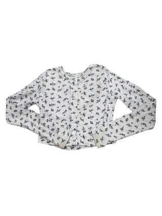 KatieJ White long sleeve with blue flowers, Small