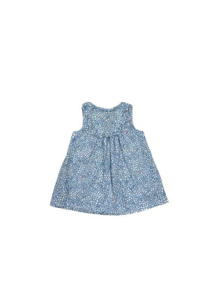 Jacadi Blue Floral Print Dress with Ruffle Detail, 12 months