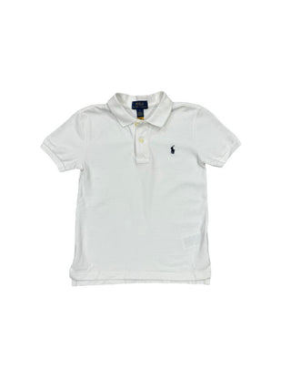 Polo Ralph Lauren White Polo Tee with Navy Blue Logo, 5 years