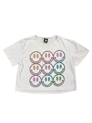 Pixie Lane White tshirt with smiley faces, 8 years