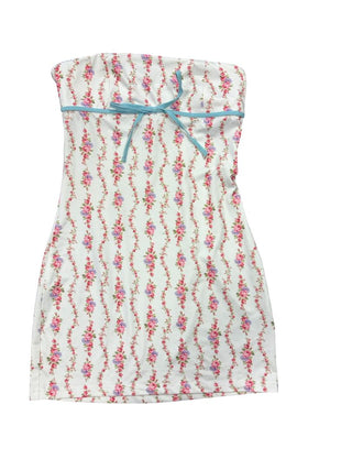 Edikted Floral Stripe Printed Tube Dress with Bow Detail, Small