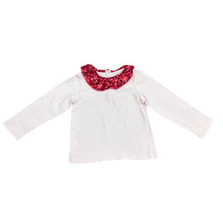 Jacadi Light pink w/floral Peter Pan collar long sleeve, 3 years