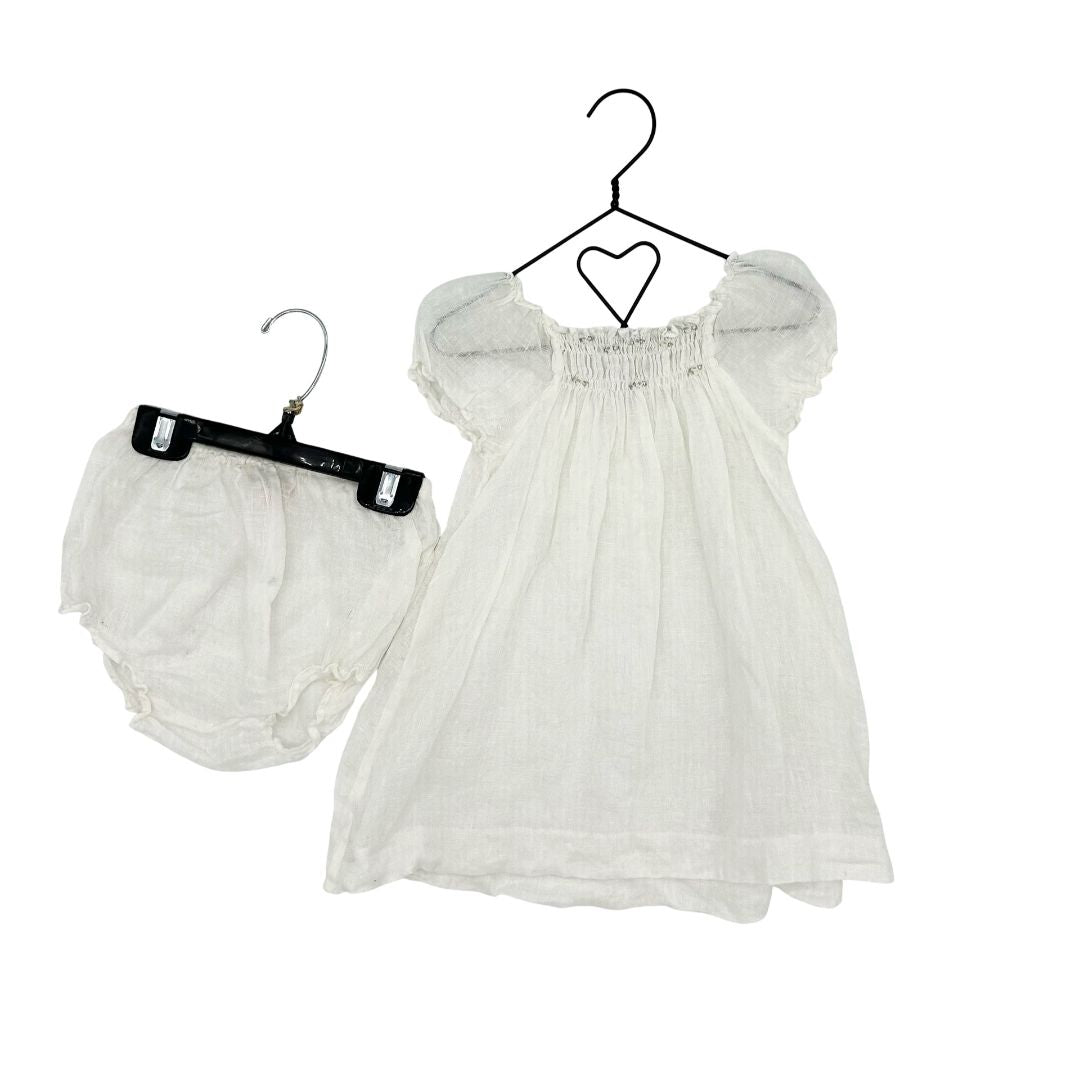 Bonpoint cream linen dress w/bloomers, 2 years