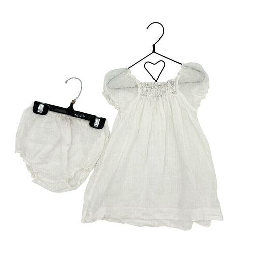 Bonpoint cream linen dress w/bloomers, 2 years