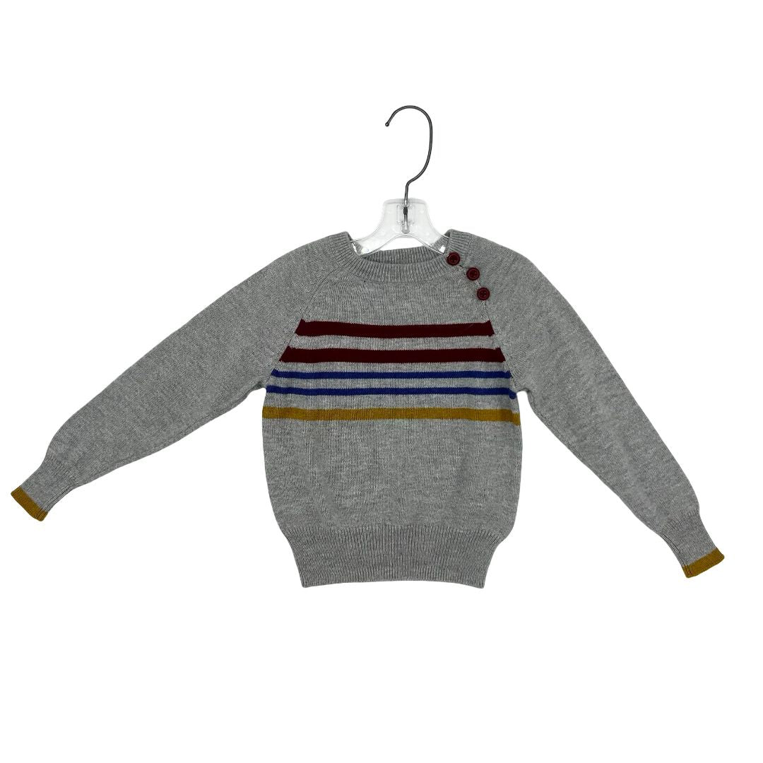 Jacadi grey sweater w/stripes, 2 years