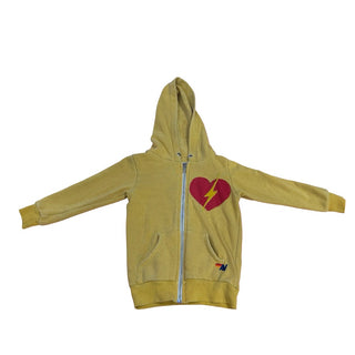 Aviator Nation Yellow zip up with heart, 2 years