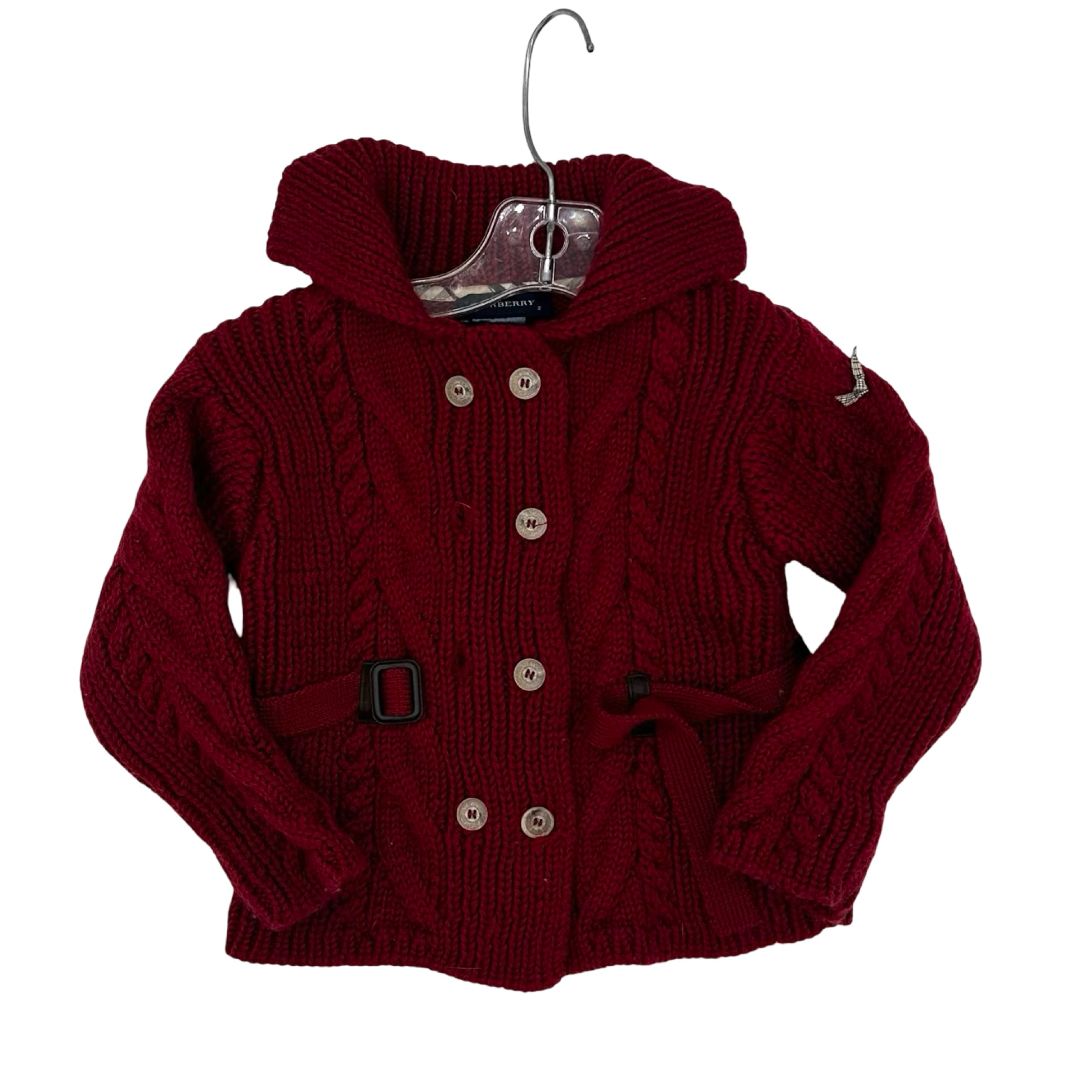 Burberry red peacoat cardigan, 2 years