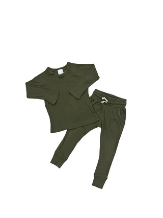 Mebie Baby Olive ribbed set, 18 months