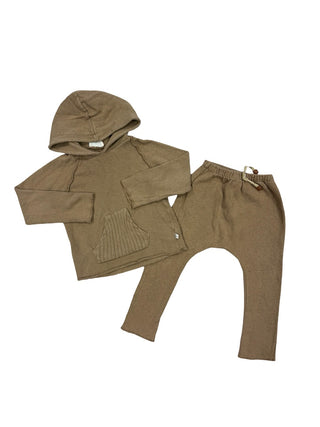 1+ in the family Brown sweater and sweatpant set, 18 months
