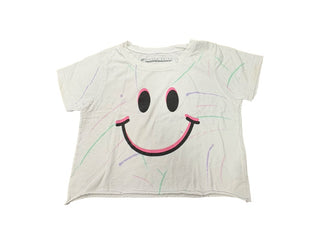 Prince Peter White crop t-shirt with smiley face, large