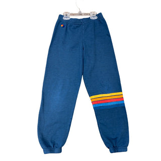 Aviator Nation Blue sweatpants w/rainbow strip on leg, 10 years
