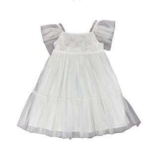 Mayoral White tulle dress w/floral appliqué, 8 years