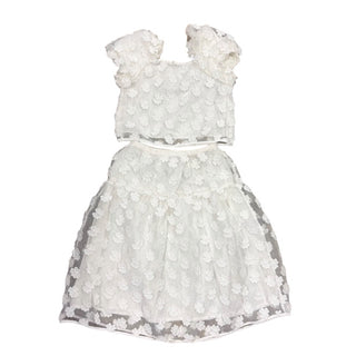 Zara White sheer tulle top/skirt set w/floral appliqués, 9 years