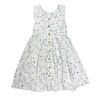 Omi Jo White w/flowers button up dress, 8 years