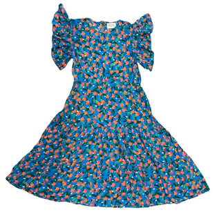 Bobo Choses Blue flamenco dress w/vibrant oranges, 8-9 years