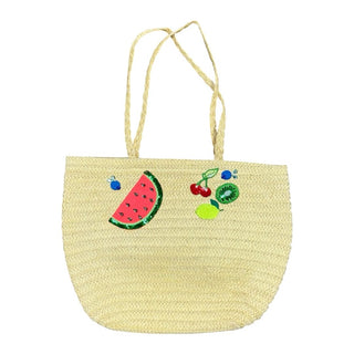 Crewcuts Straw Woven Bag with Sequin and Embroidery Fruit, O/S