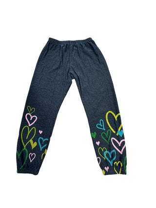 chaser Black sweatpants with hearts on the bottom, 8