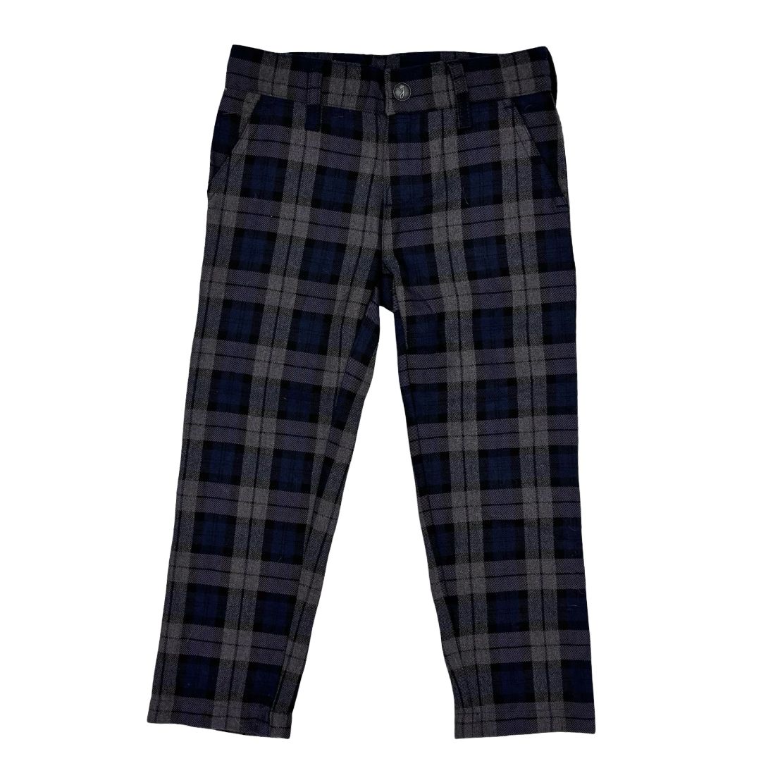 Jacadi new with tags grey/blue plaid pants, 4 years