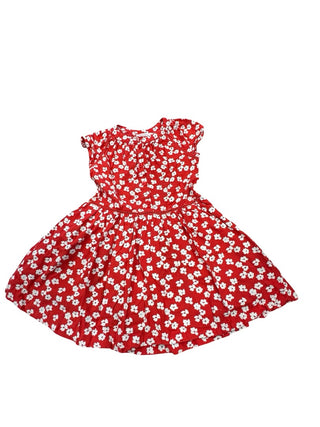 Monoprix kids Red dress with white flowers, 4