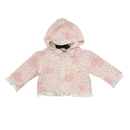Moschino pink daisy zip up, 12 months